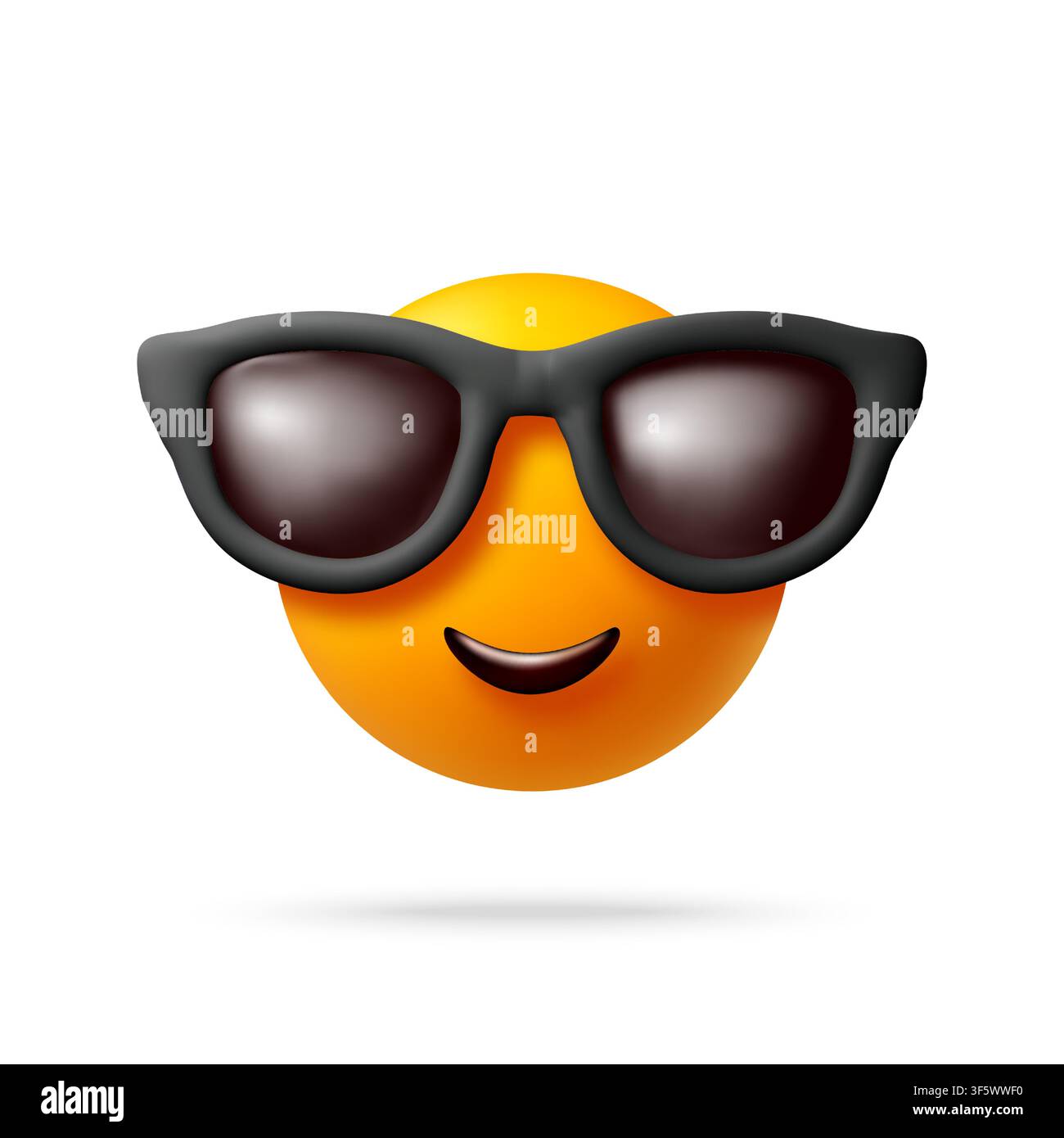 3D gelbes Smiley-Gesicht-Emoji mit Sonnenbrille Stock Vektor