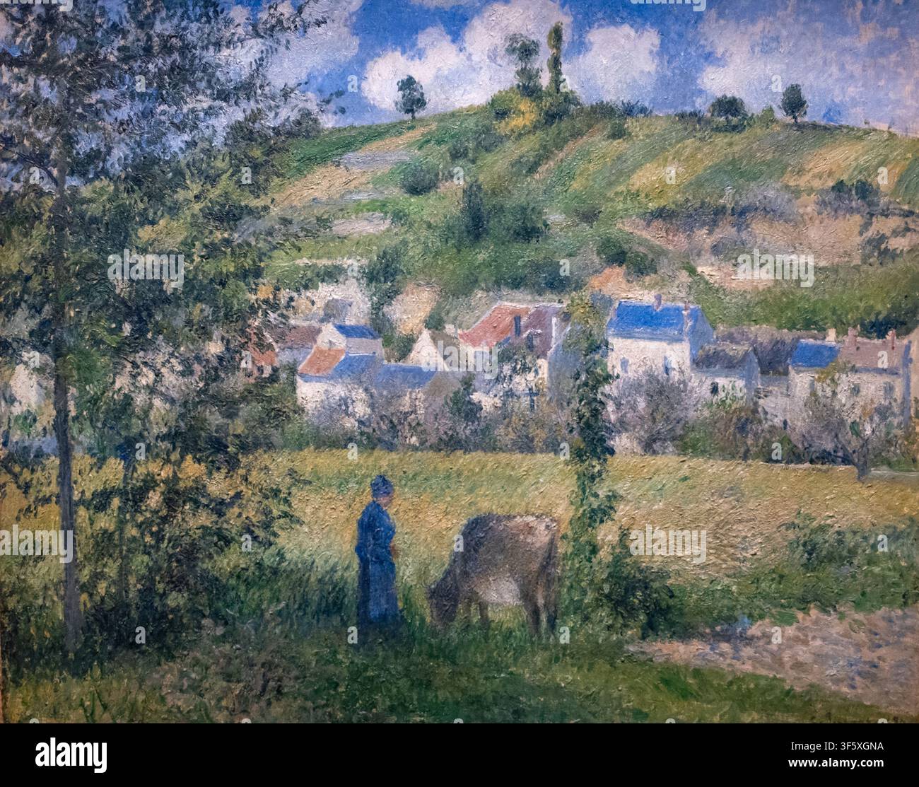 Landschaft in Valhermeil Auvers sur Oise von Camille Pissarro - Originalgemälde in Öl Stockfoto