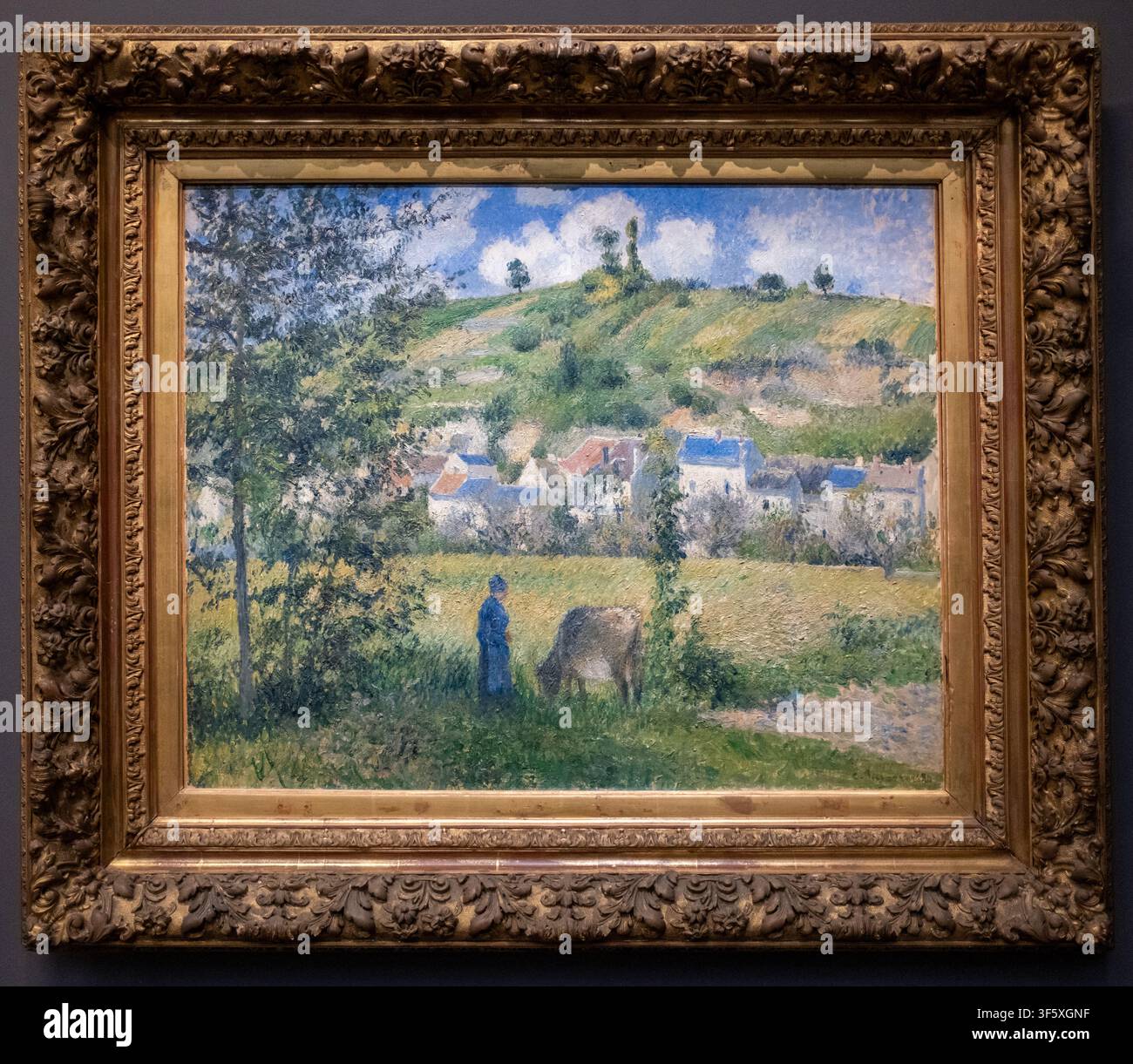 Landschaft in Valhermeil Auvers sur Oise von Camille Pissarro - Originalgemälde in Öl Stockfoto