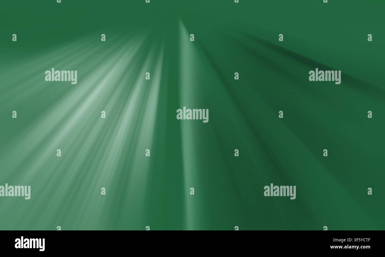 Ein hochwertiger abstrakter Hintergrund mit dynamischen, konvergierenden Lichtstrahlen in verschiedenen Grüntönen, der ein Gefühl von Bewegung und Energie erzeugt. Stockfoto