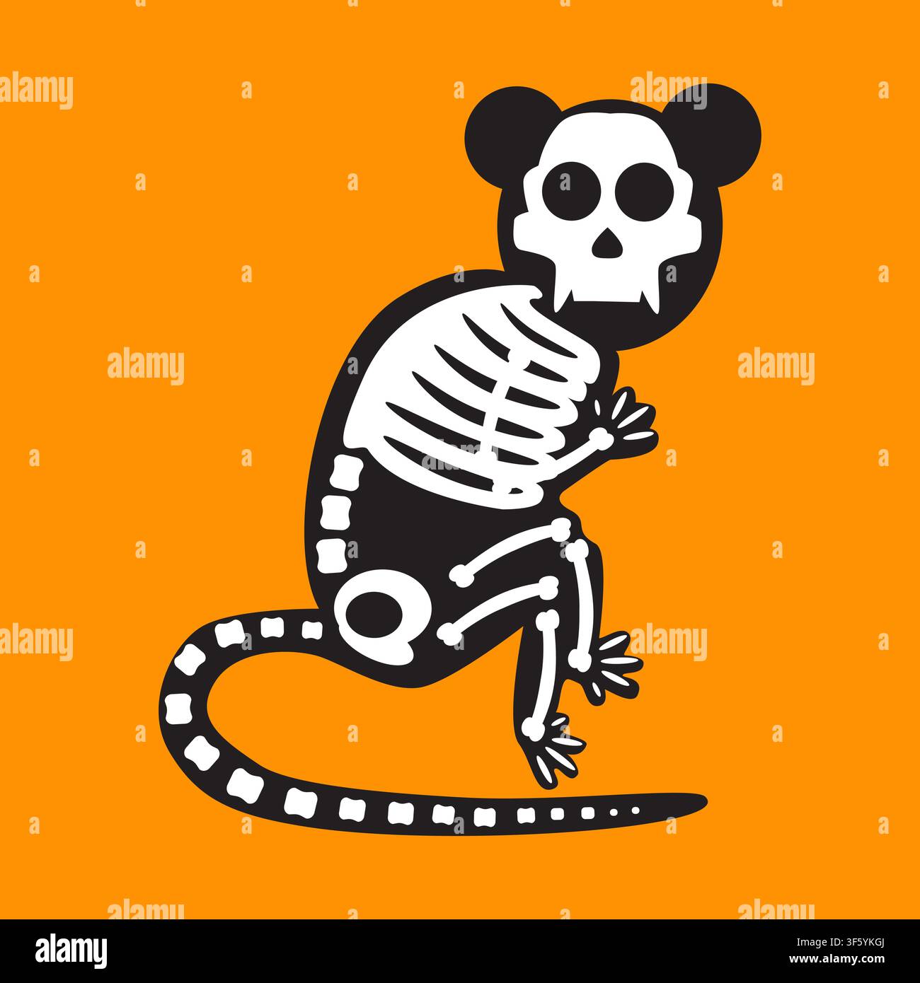 Skelett-Affe oder Lemuren-Symbol mit gruseligem Halloween-Primaten für Horror-Dekoration, Einladung zu einer Spukparty, Aufkleber, Bekleidung, saisonale Markenbildung, Digital Stock Vektor