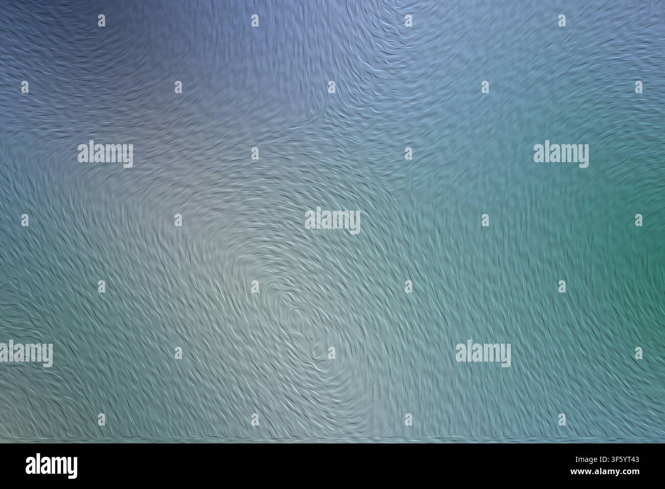 Ein abstrakter Hintergrund, der blaue und türkisfarbene Töne mit einem wirbelnden Vortex-Muster und einem texturierten, pinselstrichartigen Effekt vermischt, der eine fließende Bewegung erzeugt. Stockfoto