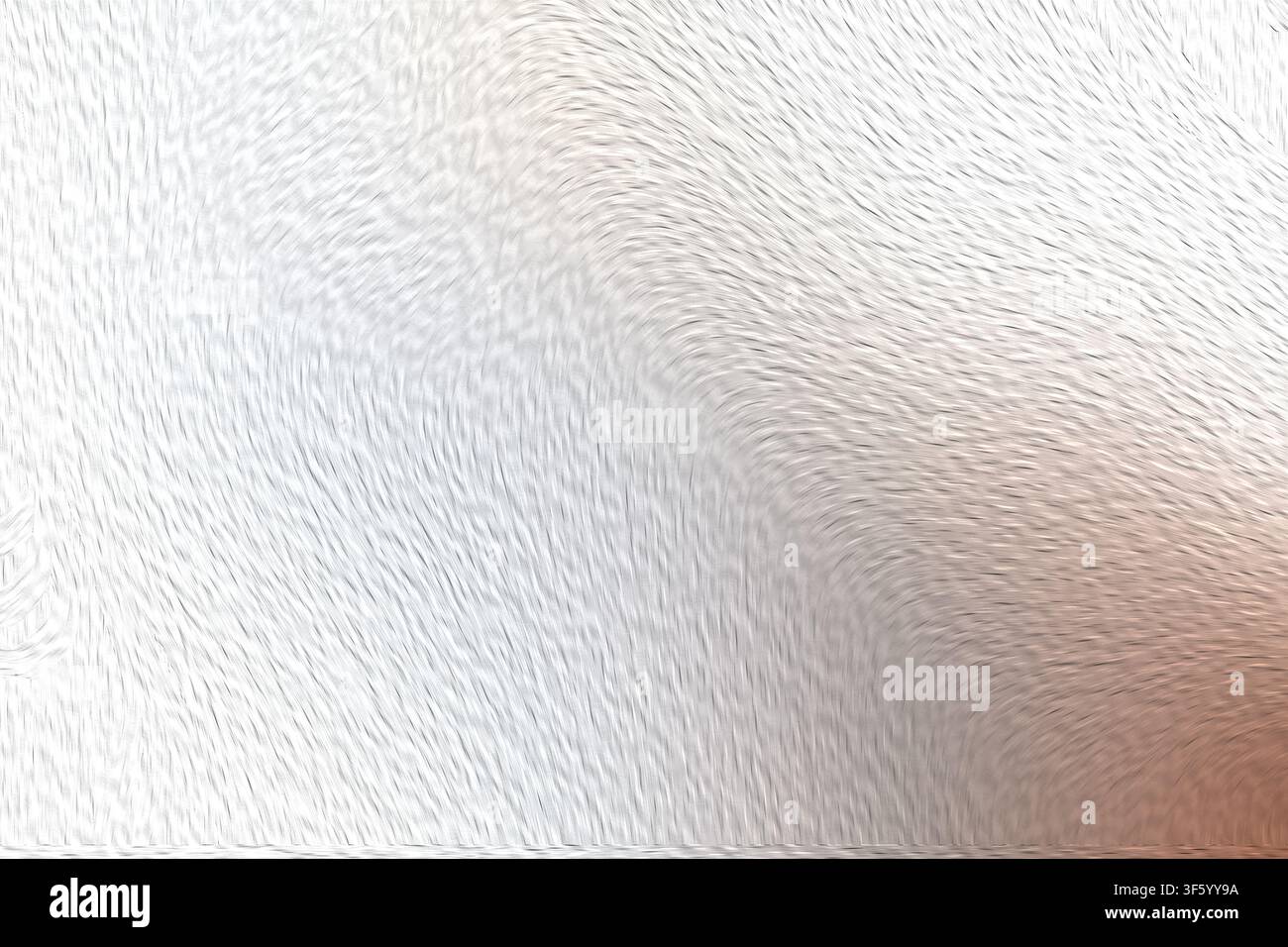 Ein abstrakter Hintergrund mit einem zarten Muster aus fließenden, texturierten weißen Pinselstrichen und einem subtilen warmen braunen Farbverlauf in der Ecke. Stockfoto