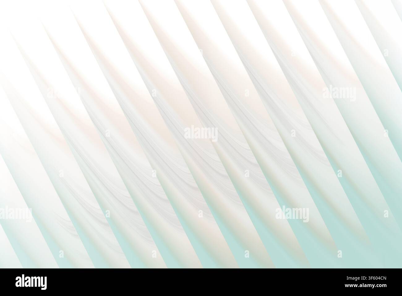 Ein klares und minimalistisches abstraktes Design mit weichen diagonalen Wellen und subtilen Farbverläufen in blassem Mintgrün und Weiß, isoliert auf einem reinen weißen Hintergrund Stockfoto