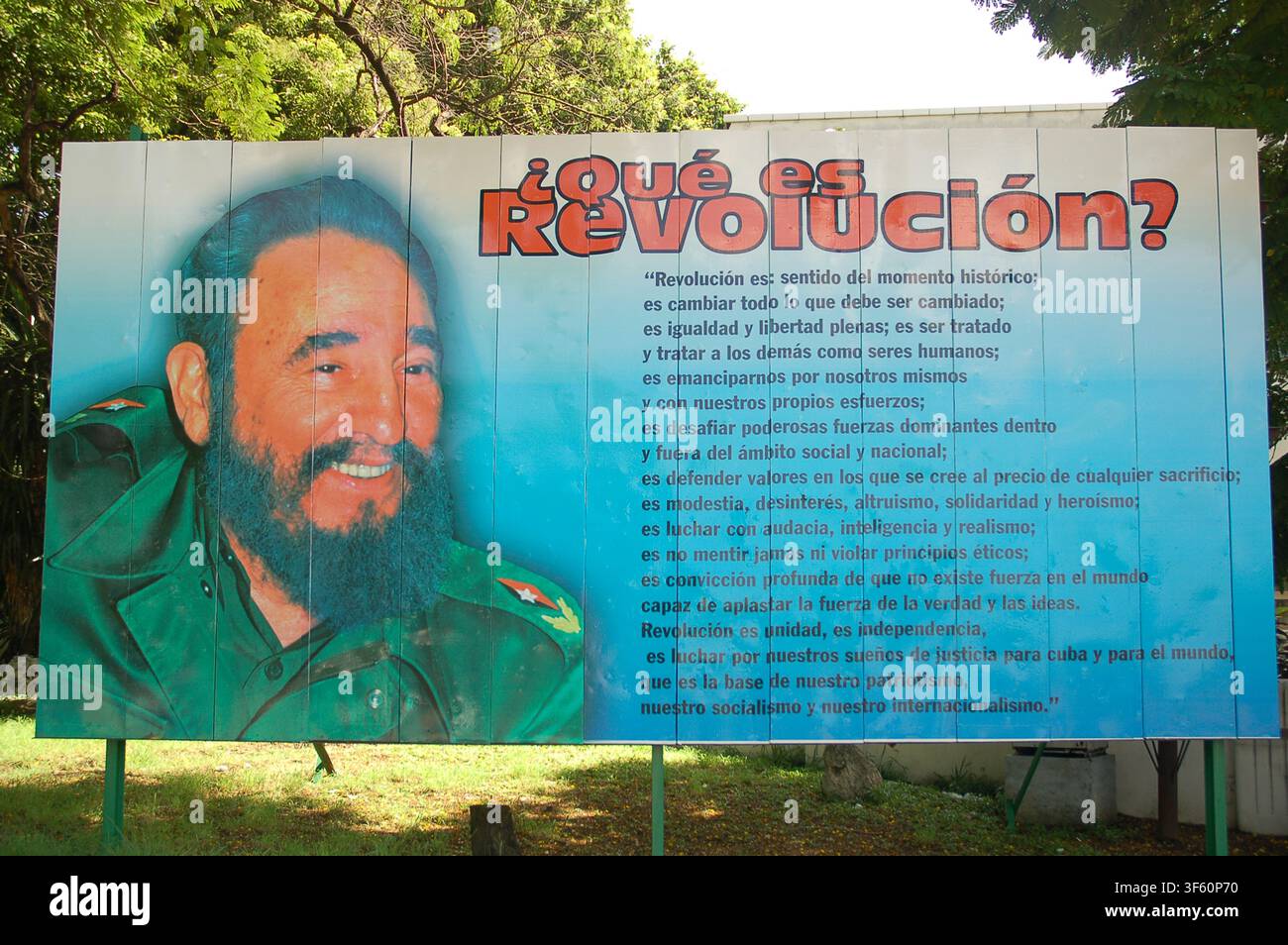 Propagandaplakat von Fidel Castro, Havanna, Kuba Stockfoto
