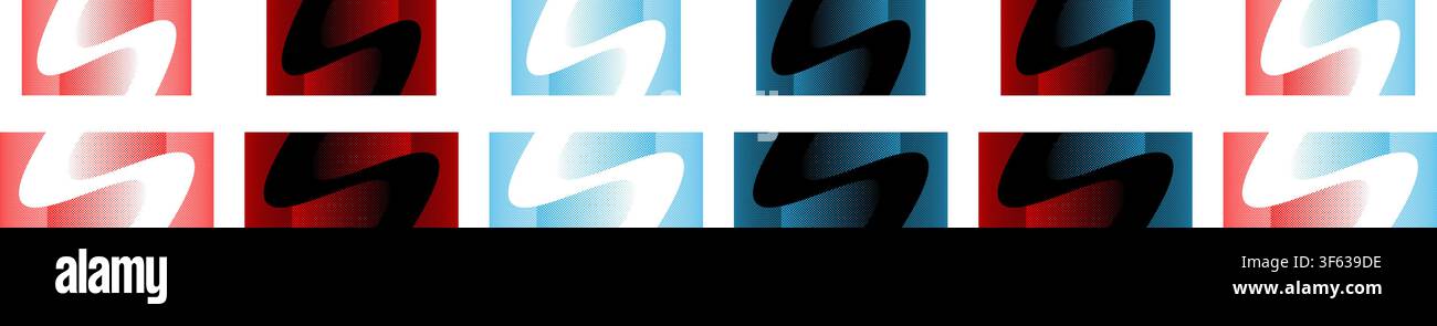 Abstrakte Halftone-Geometrische-Hintergrund-Kollektion mit geschwungenen organischen Formen. Kreative Sammlung moderner abstrakter Hintergründe mit lebendigen Halftone-Punktgradienten und sanften organischen Kurven. Stock Vektor