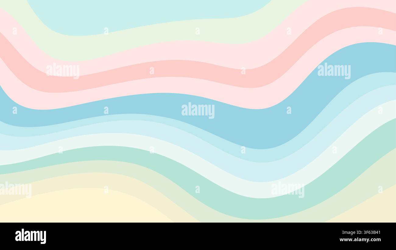 Abstrakter Pastellwellen-Hintergrund mit weichen farbenfrohen welligen Linien, minimalistisches modernes Vektordesign Stock Vektor