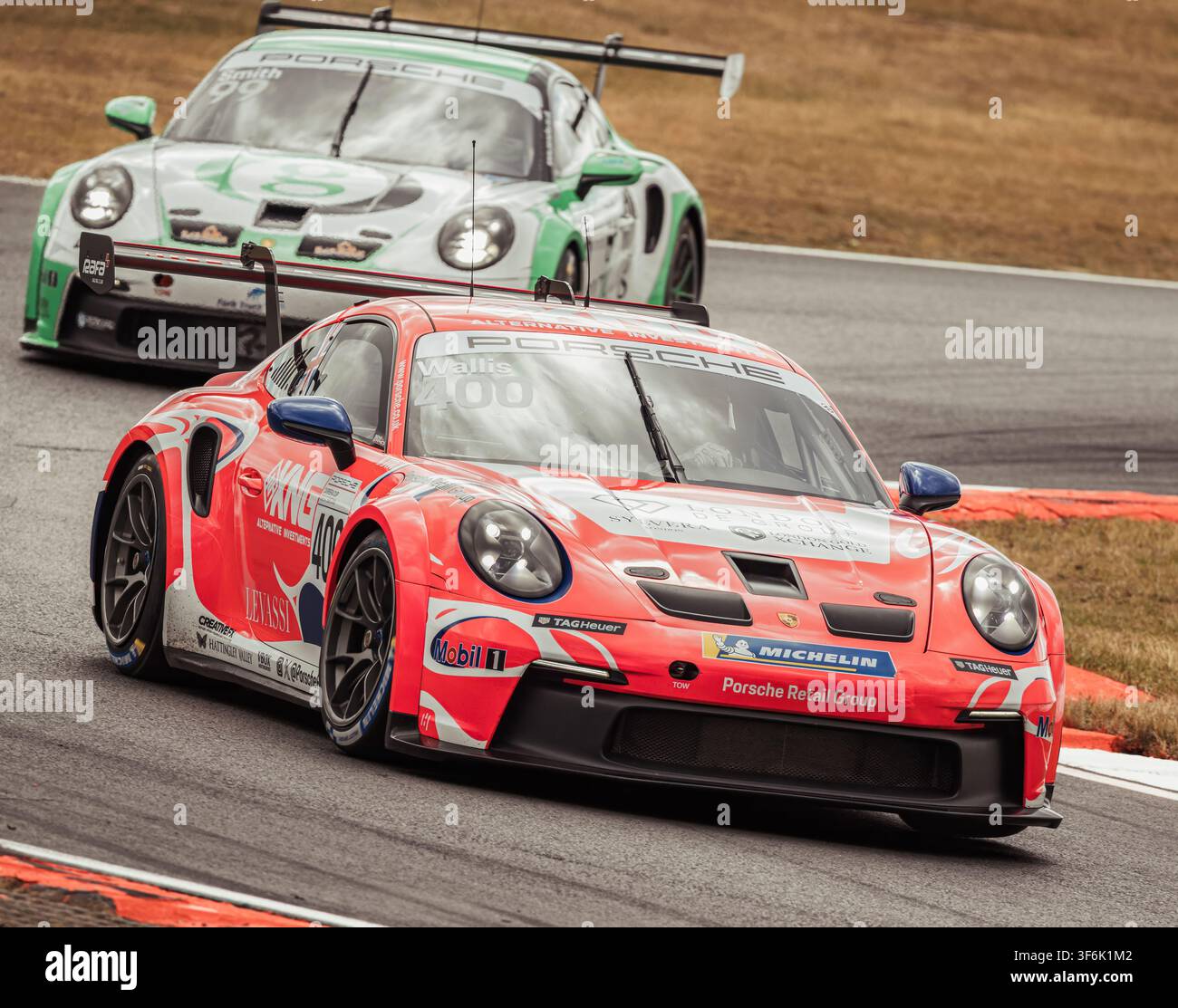 James Wallis im JTR Porsche 911 GT3 während des Carrera Cup GB 2025 in Snetterton, Norfolk, UK Stockfoto