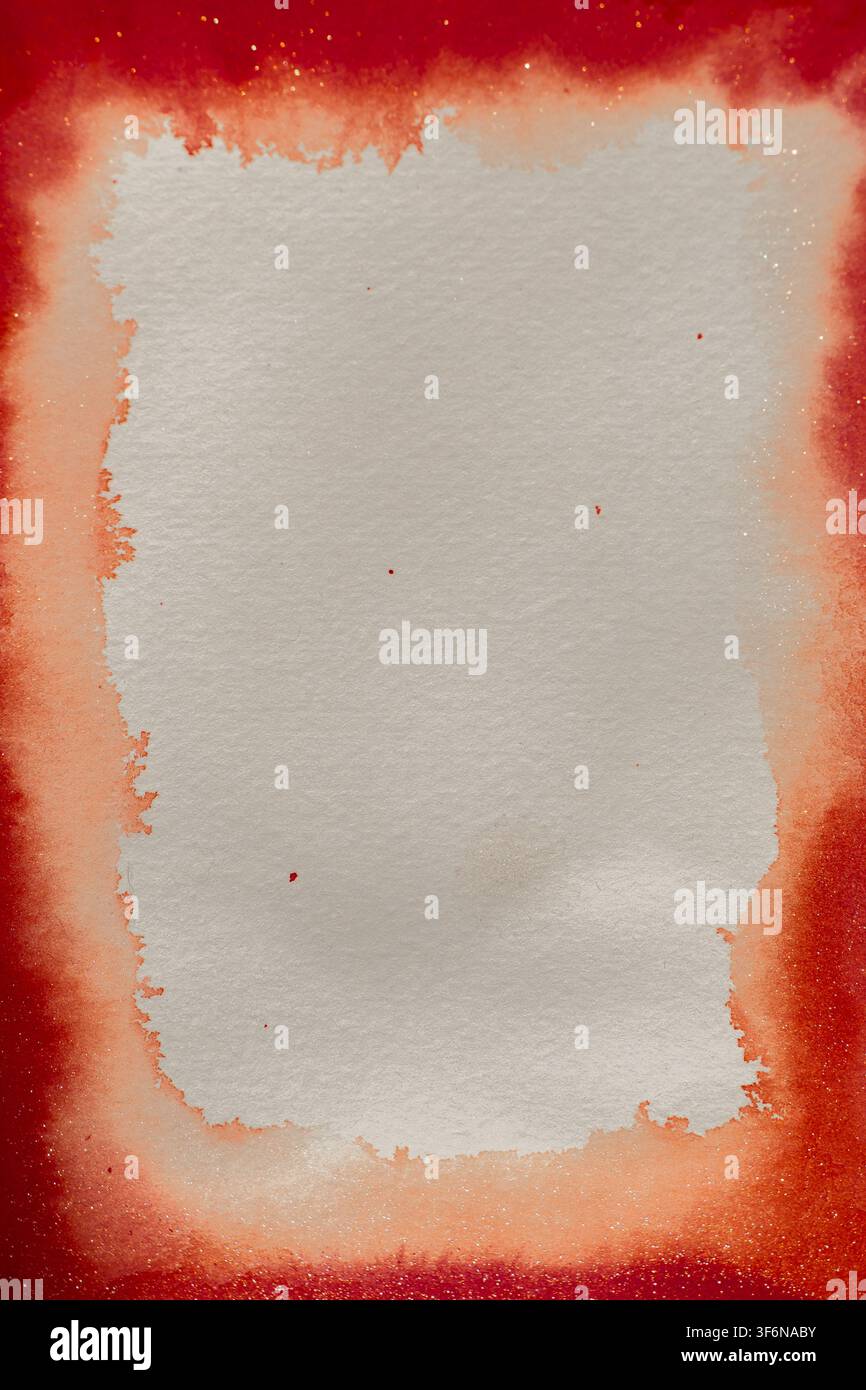 Rote Aquarelltextur mit Glitzer und einem weichen Kopierraum für Weihnachtskarten, Schönheit, Einladungen, Poster und soziale Medien. Stockfoto