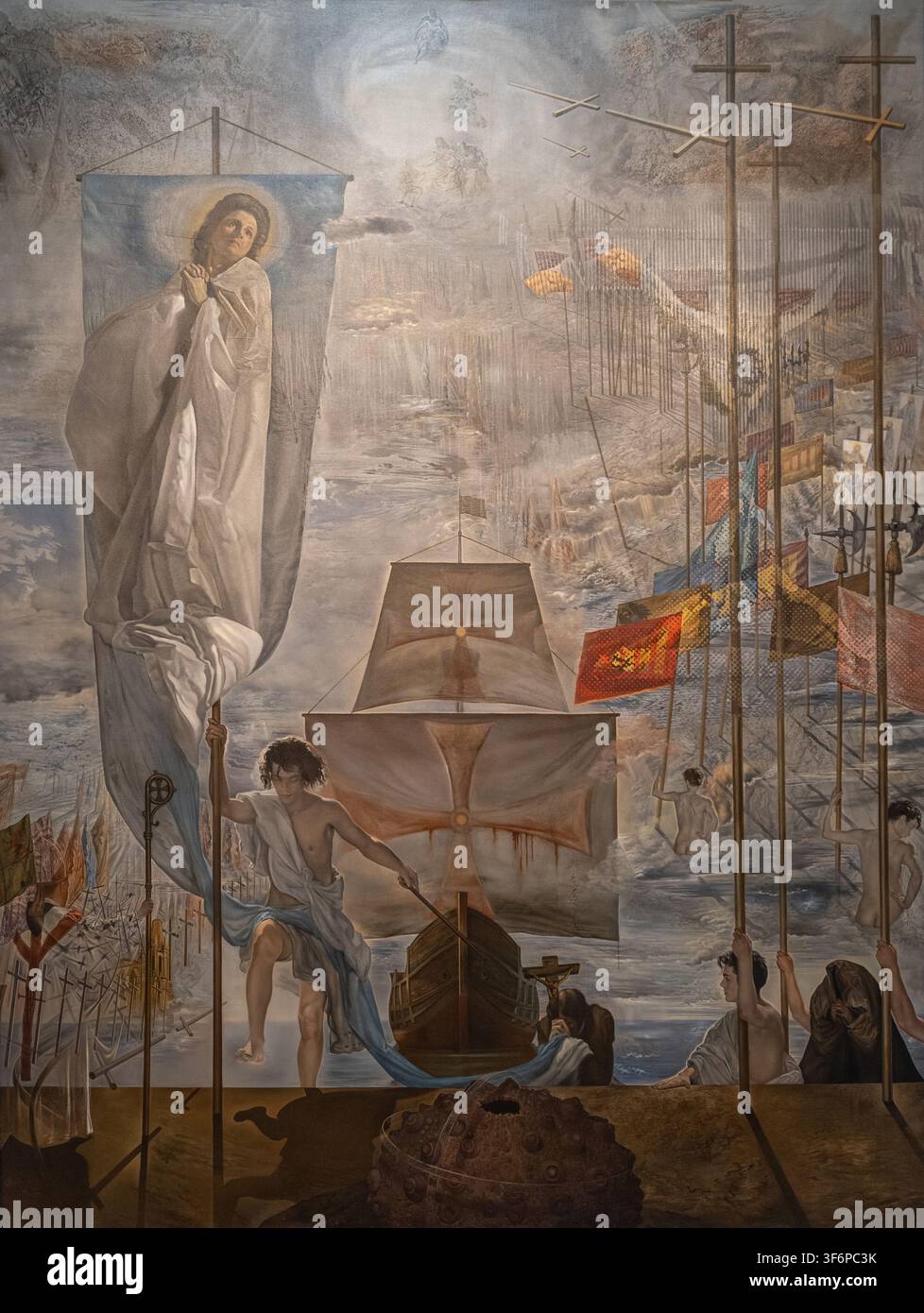 Salvador-Dali-Gemälde namens Die Entdeckung Amerikas durch Christoph Kolumbus im Dalí-Museum Stockfoto