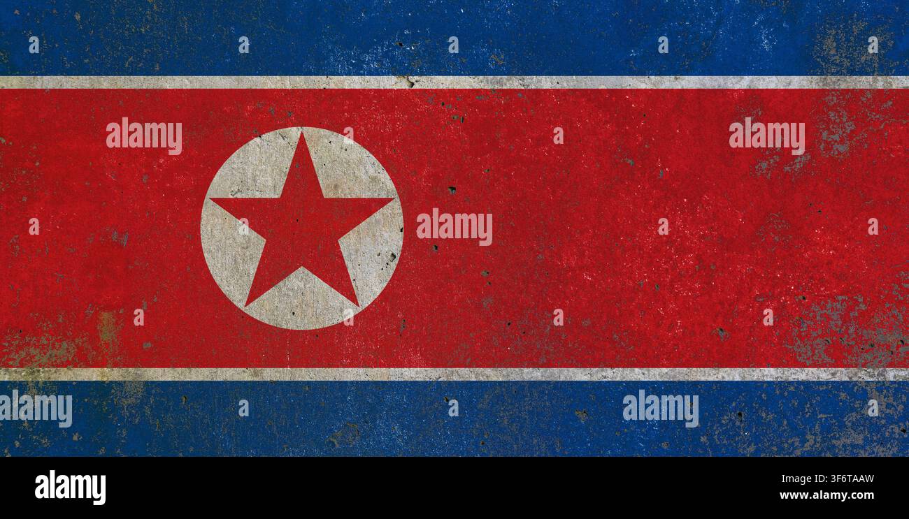 Flagge Nordkoreas im Grunge-Textur-Stil Stockfoto