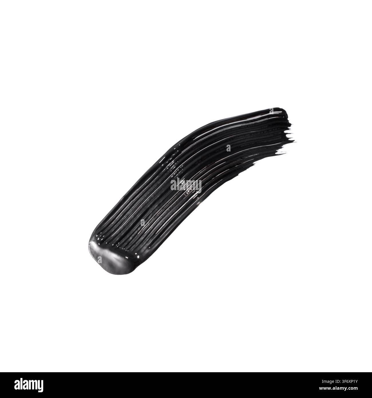 Schwarzer Mascaraabstrich, schwarze Acrylfarbe, Pinselstrich, Make-up-Kosmetiktextur Stockfoto