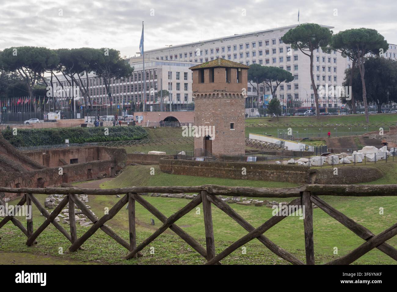 Historisches Circus Maximus in Rom, Italien, antike römische Wagenrennbahn und archäologisches Wahrzeichen für kulturelle Tourismus und Reisen Stockfoto