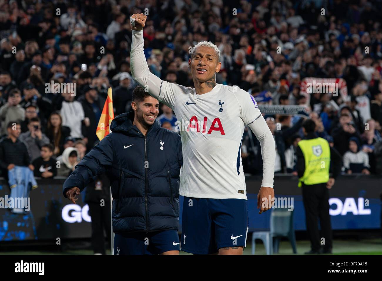 Richarlison von Tottenham feiert das zweite Tor seiner Mannschaft im Spiel Chelsea FC gegen Tottenham Hotspur beim Sydney Super Cup am 1. Stockfoto