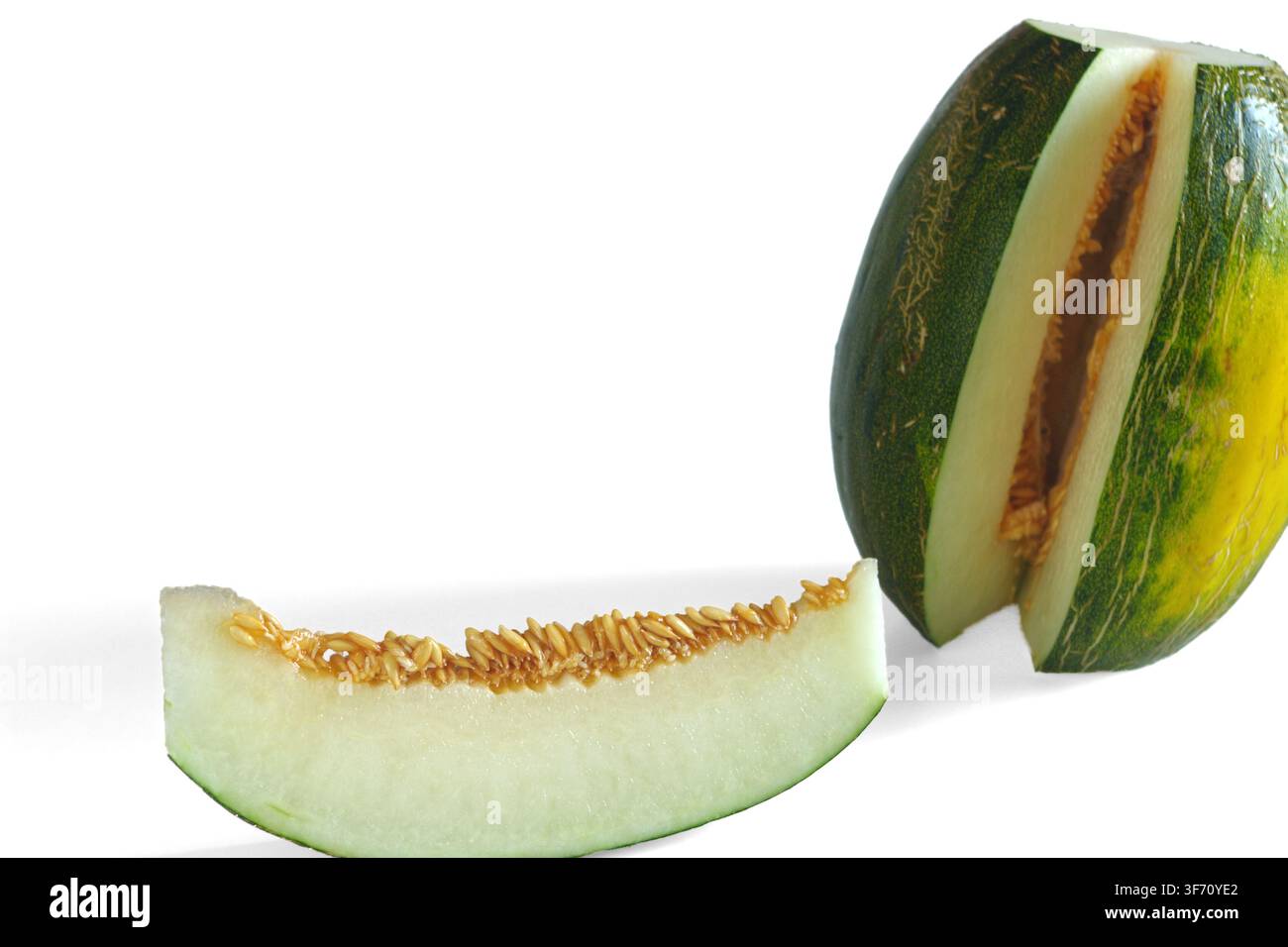 Melone. Cucumis melo, allgemein Melone genannt, ist eine Art aus der Familie der Kürbisgewächse. Sie wurde vor mehr als viertausend Jahren im Osten domestiziert Stockfoto