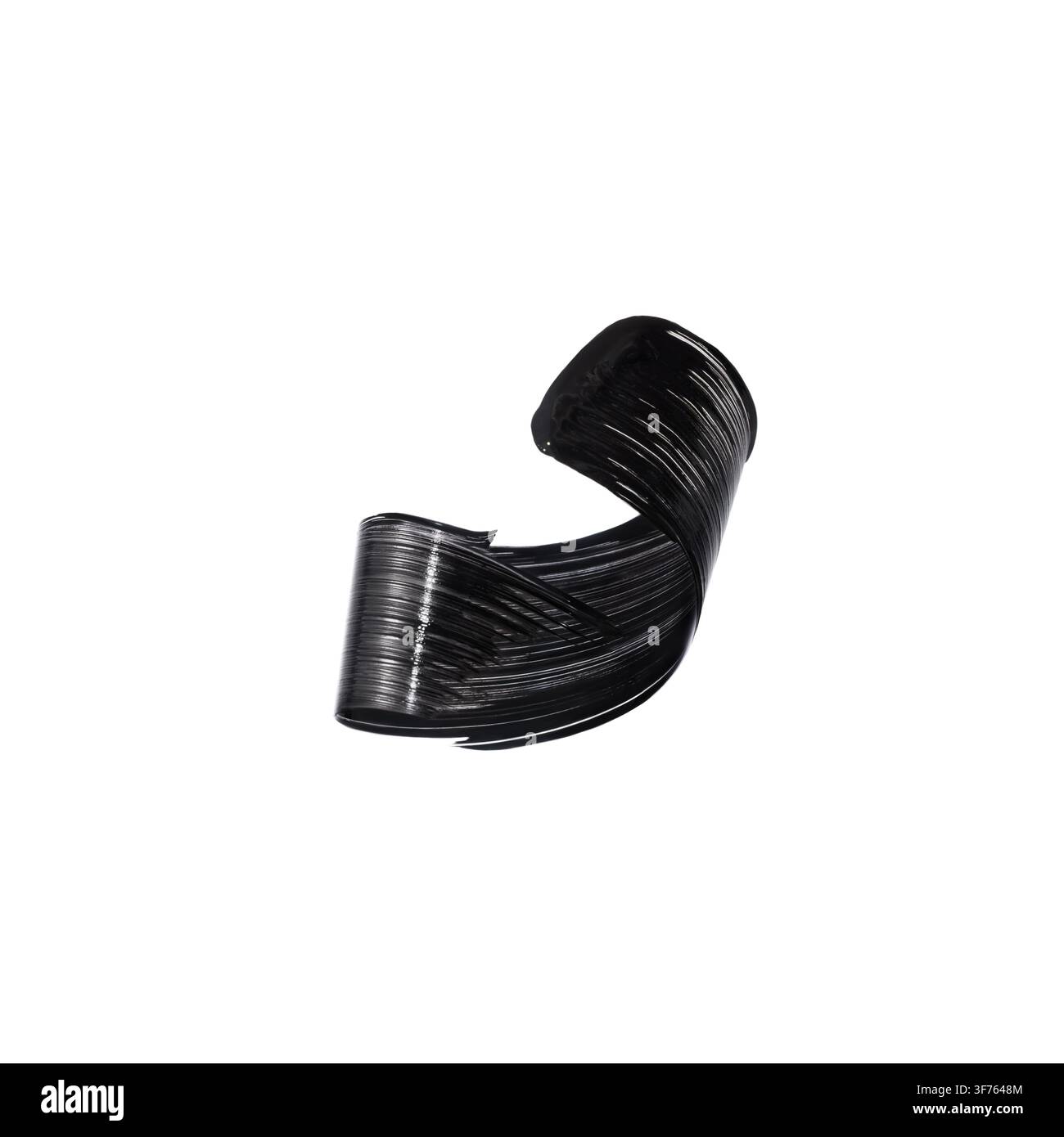 Schwarzer Mascaraabstrich, schwarze Acrylfarbe, Pinselstrich, Make-up-Kosmetiktextur Stockfoto