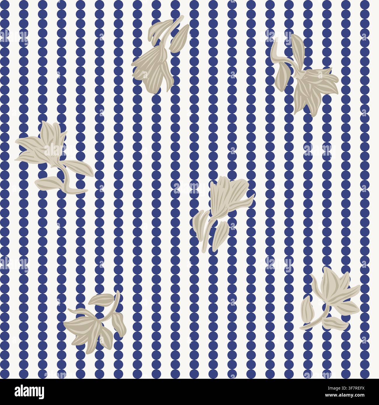 Neutralfarbenes floral gestreiftes nahtloses Musterdesign für Modetextilien und Grafiken Stock Vektor