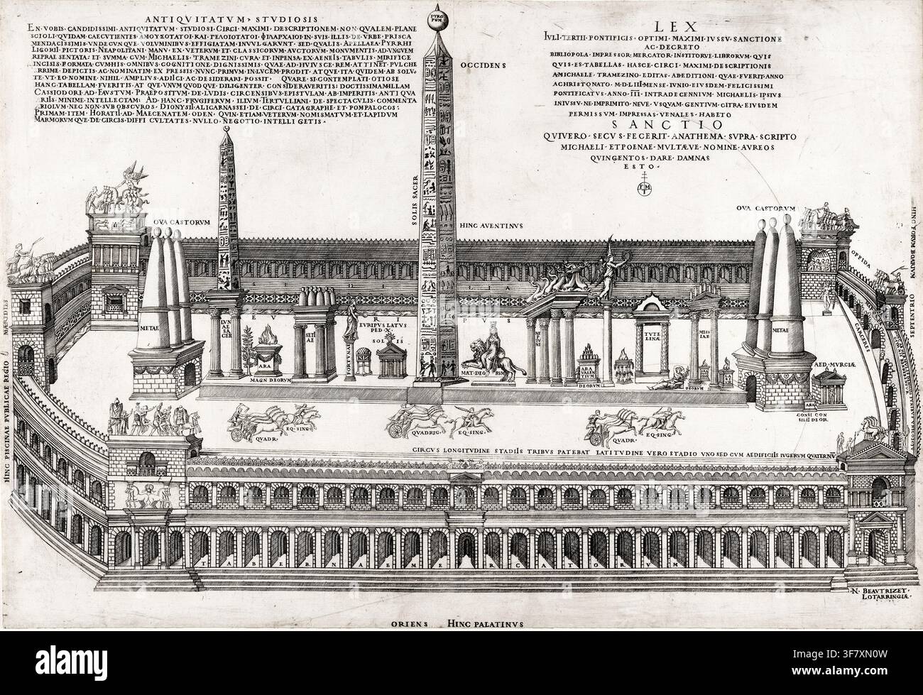 Der Circus Maximus im antiken Rom, Italien, ein römisches Chariot Racing Stadium, Stich von Nicolas Beatrizet nach Pirro Ligorio, 1553 Stockfoto
