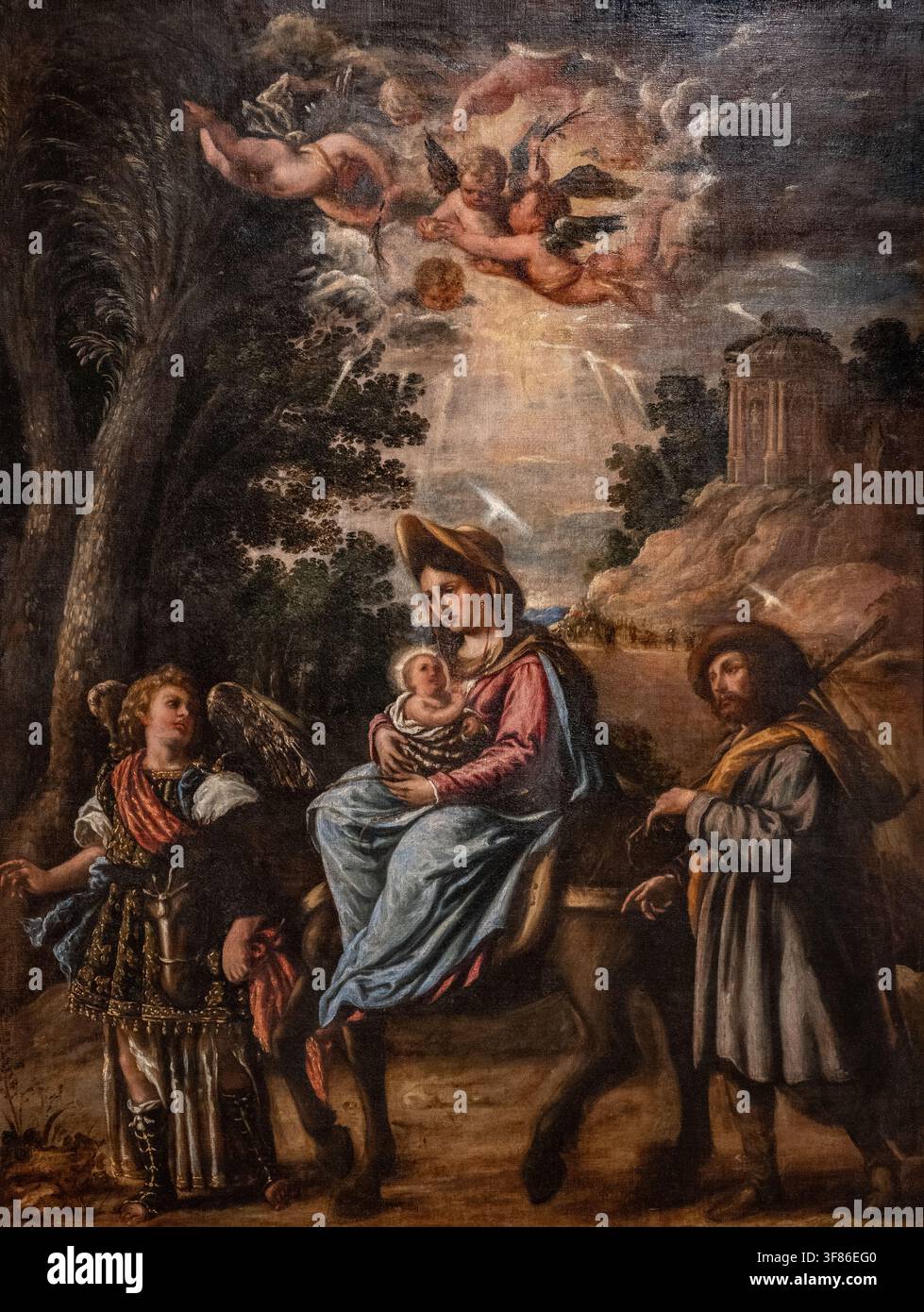 Gemälde von Juan de Pareja mit dem Titel Flucht nach Ägypten im John and Mable Ringling Museum of Art Stockfoto