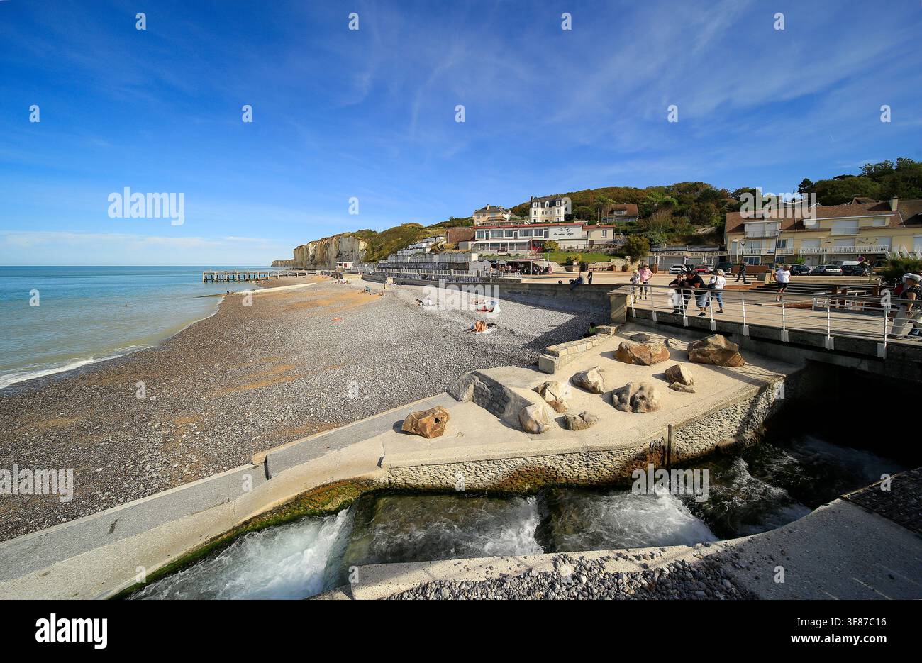 Veules les Rose, Küstendorf in der Normandie, Frankreich Stockfoto