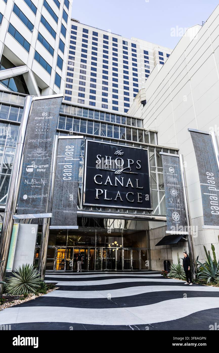 Außenansicht des Canal Place Shopping Center, New Orleans, Louisiana, USA Stockfoto