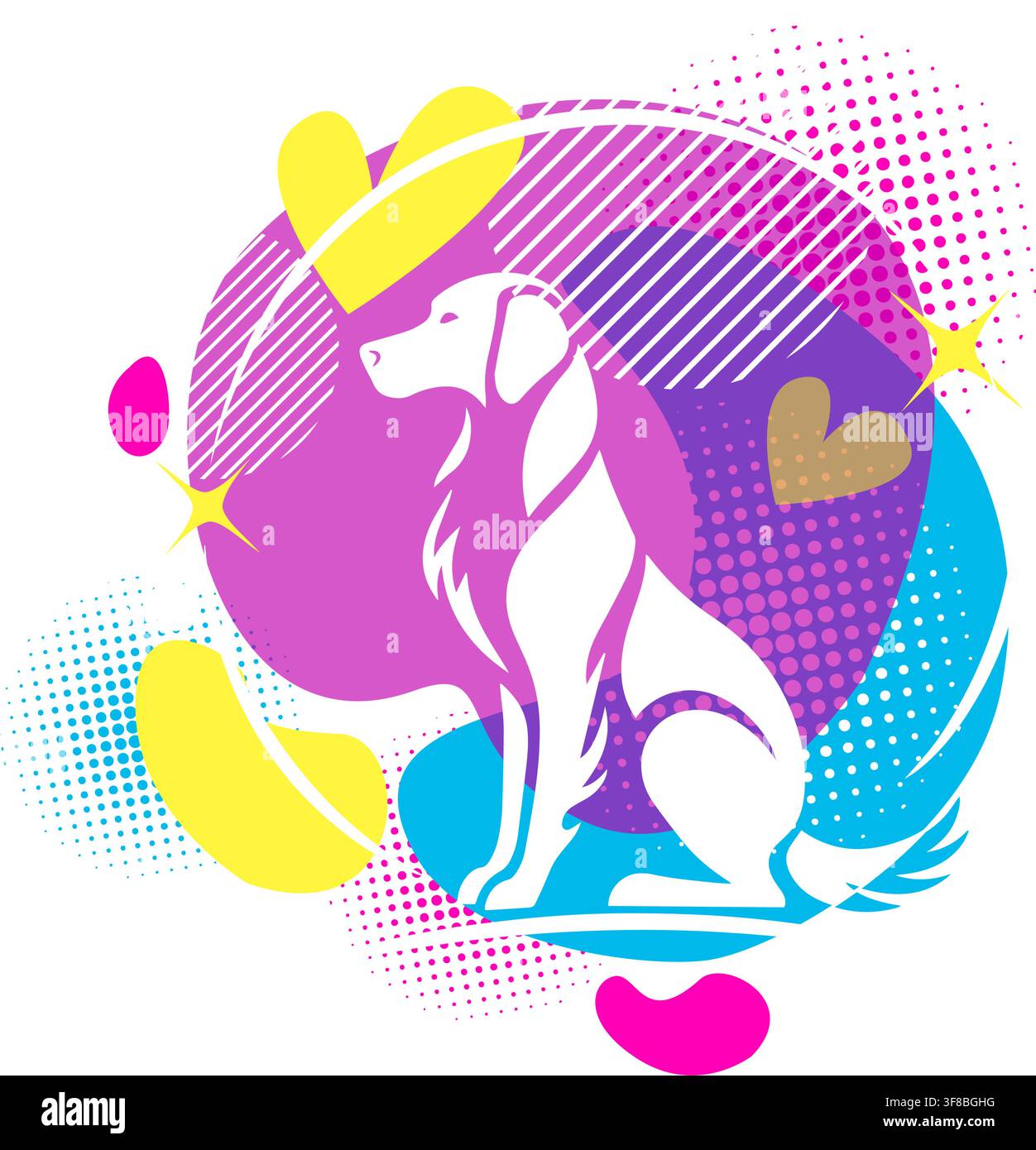 Hund-Logo Handgezeichnet. Nicht KI, Vektorillustration. Stock Vektor