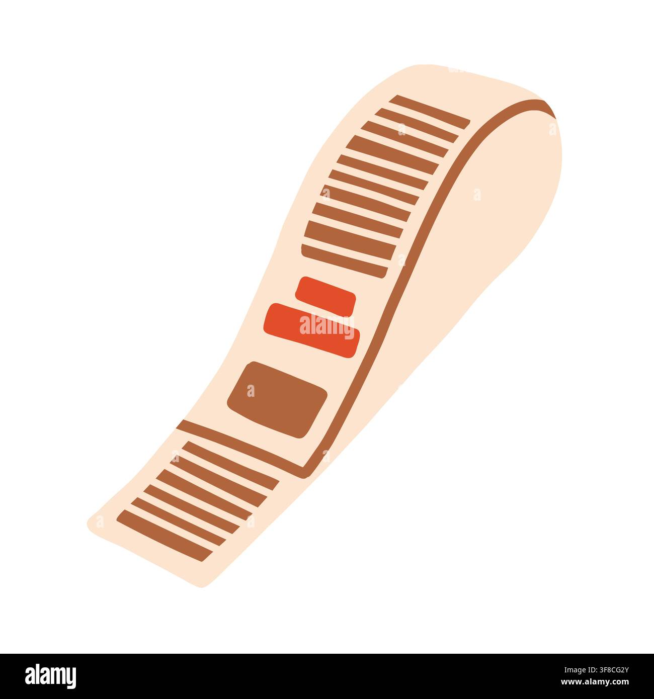 Gedruckte Quittungsrollen-Illustration im handgezeichneten Doodle-Stil. Ideal für Einkaufsrechnungen, Reisekosten, Kasse, Verkäufe und Einzelhandel Stock Vektor