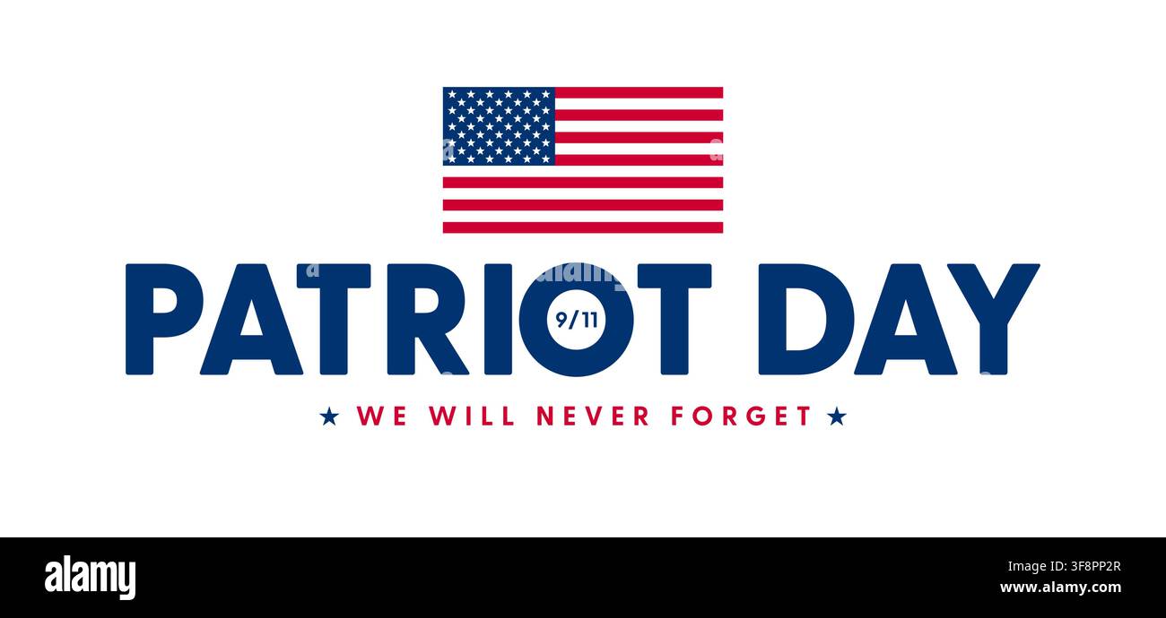 USA Patriot Day Typografie-Logo, September 11 Text-Banner Stock Vektor