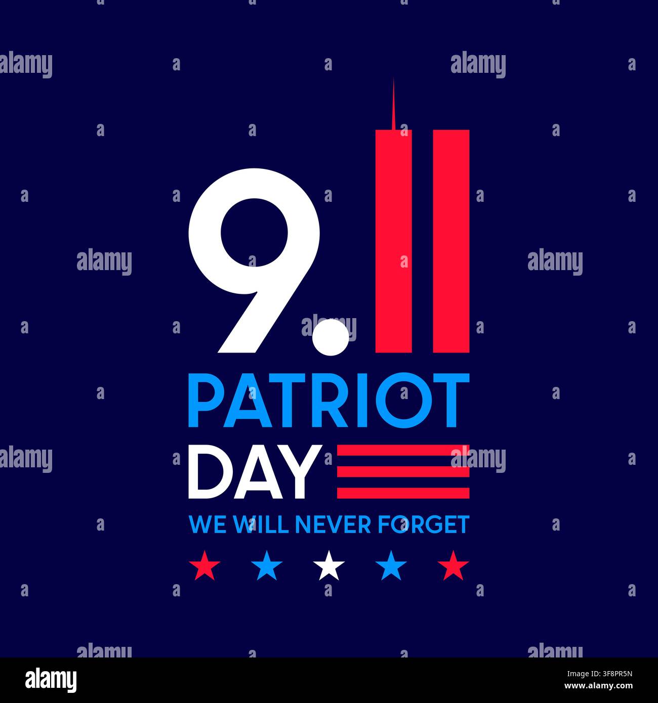 9 11 Text-Logo, Patriot Day-Typografie, Posterdesign Stock Vektor