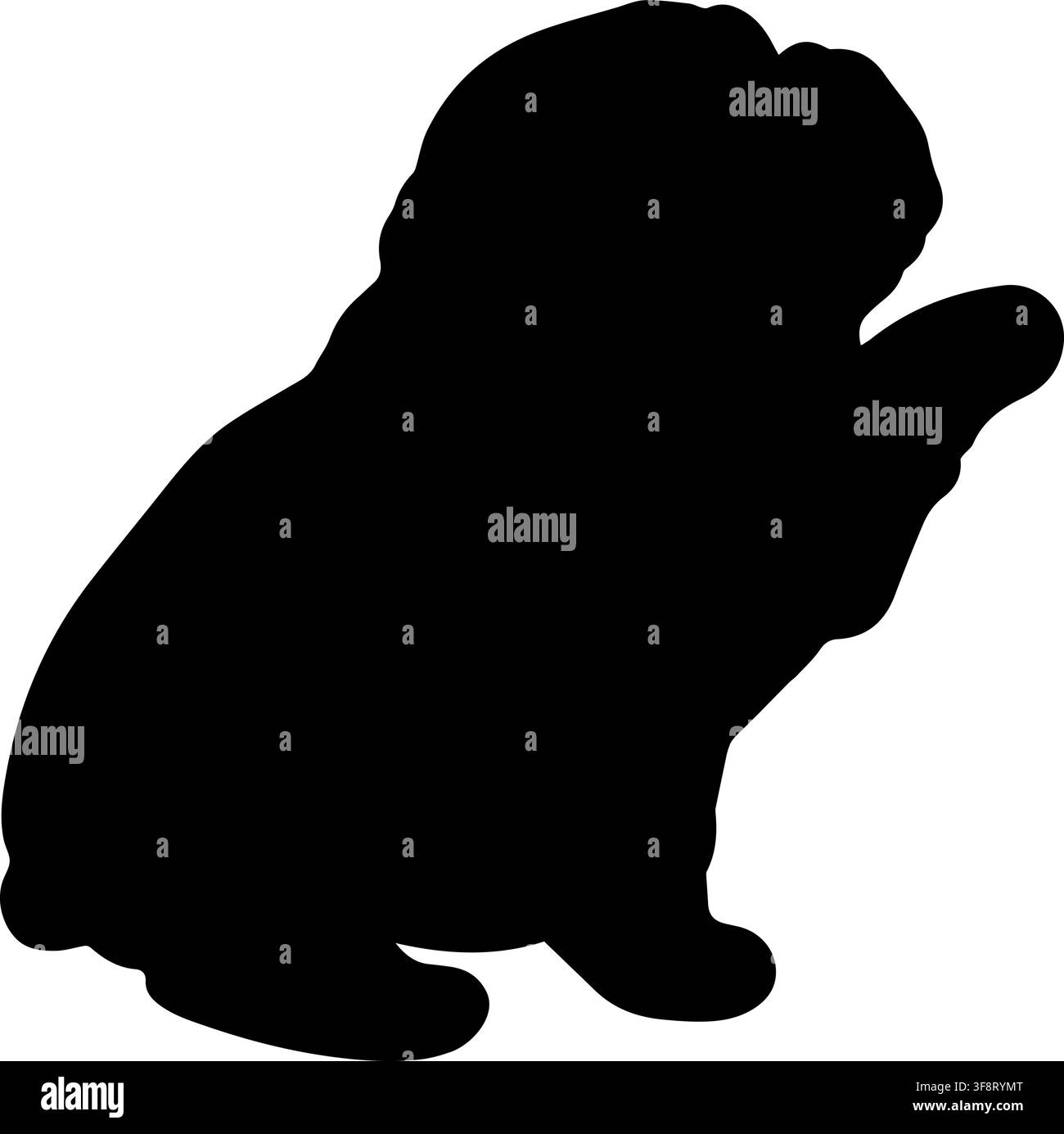 Bulldog-Seiten-Silhouette, die eine Hand schüttelt Stock Vektor
