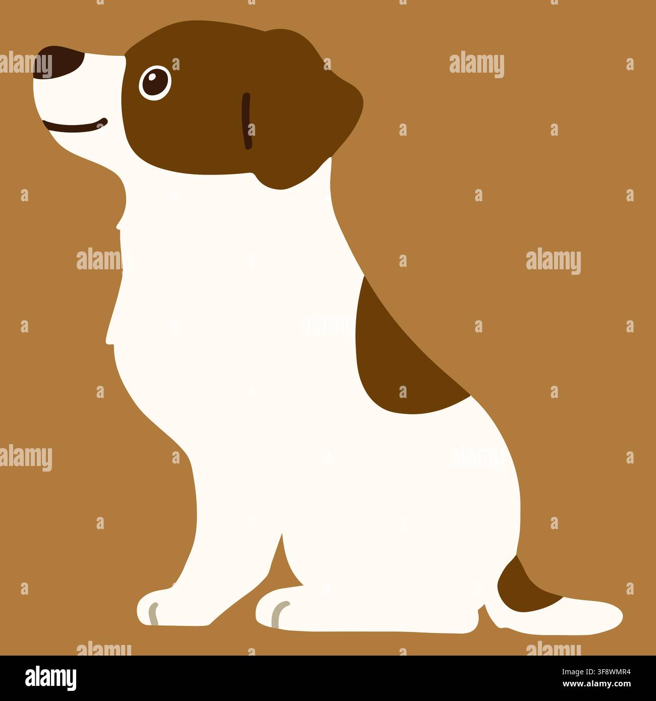 Jack Russell Terrier sitzt seitlich flache Farbe Stock Vektor
