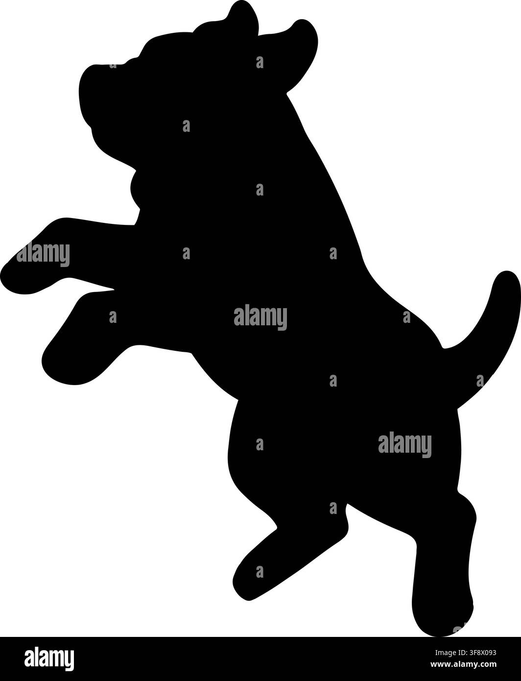Silhouette eines liebenswerten und einfachen Pitbulls, der springt und spielt Stock Vektor