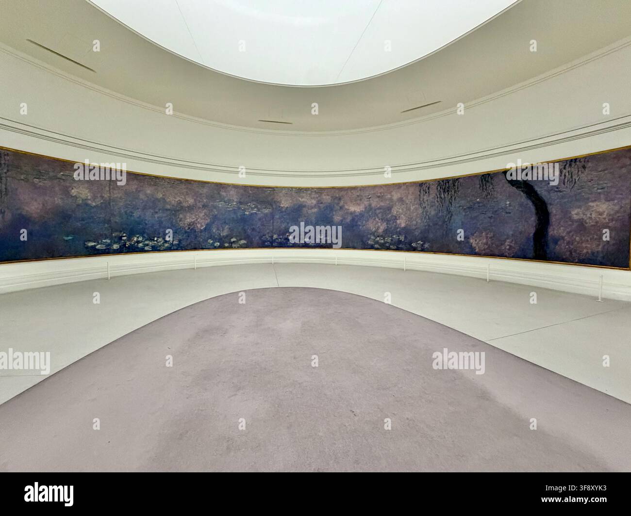 Paris, Frankreich – 26. Februar 2026: Besucher versammeln sich, um Monets berühmtes Seerosen-Wandgemälde im Musée de l'Orangerie zu bewundern. Stockfoto