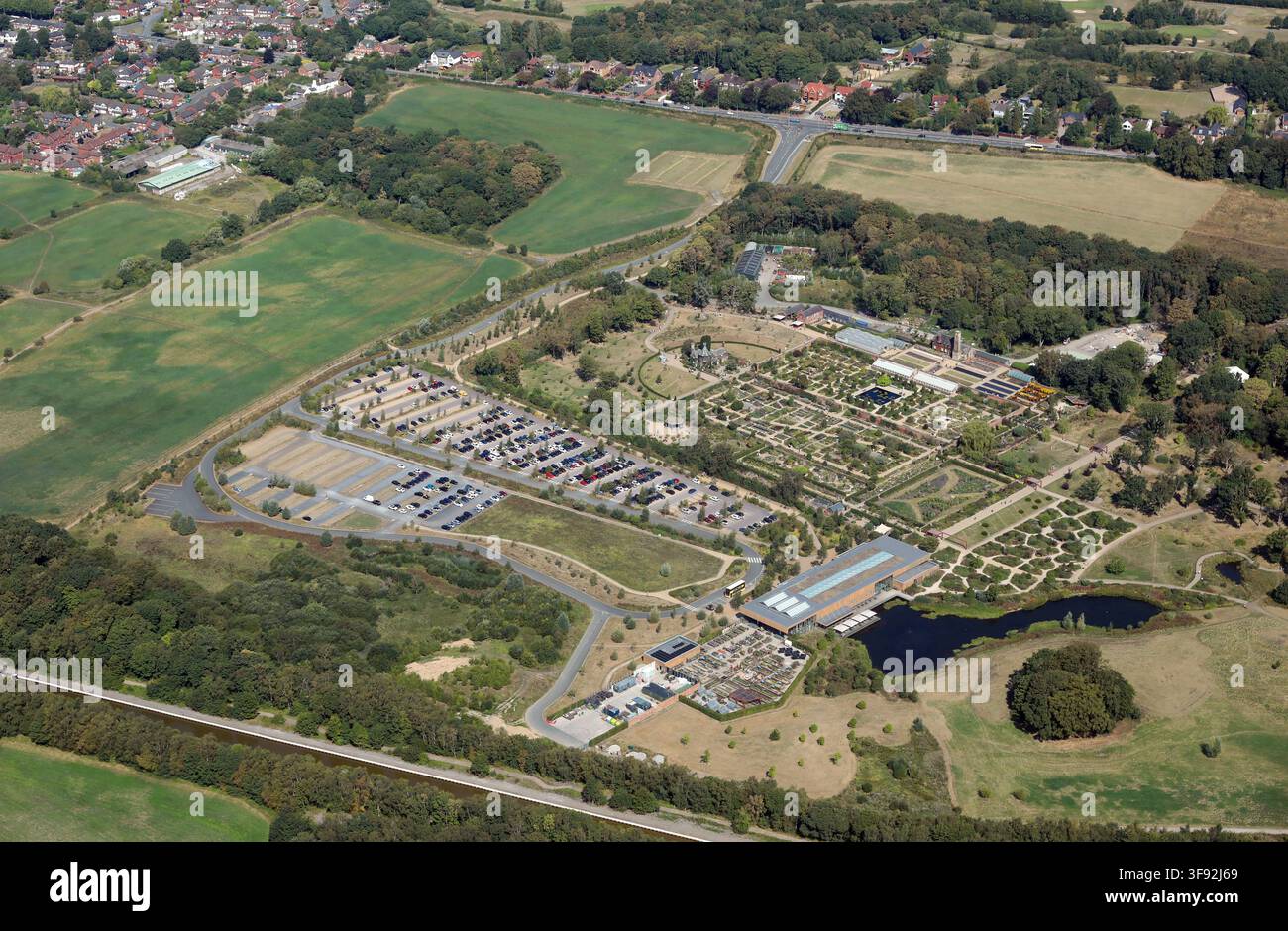 Luftbild des RHS Garden Bridgewater, Worsley, Manchester Stockfoto