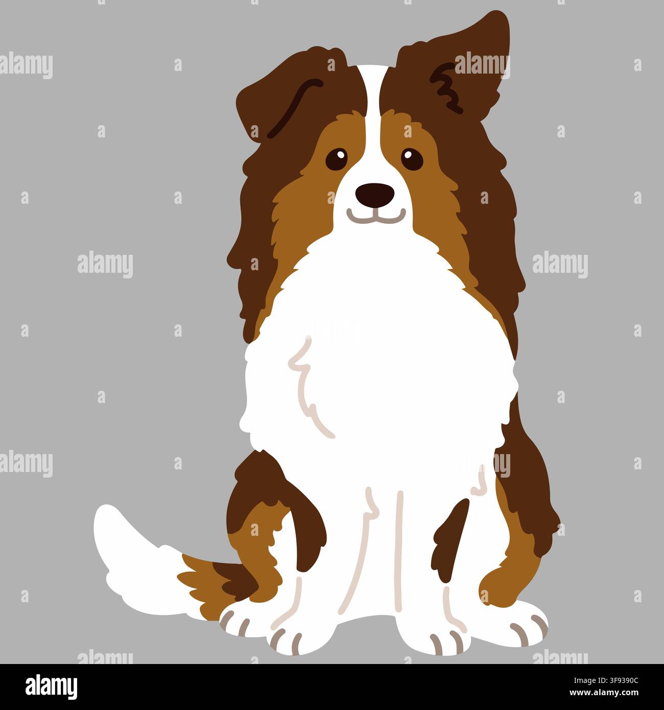 Einfarbiger einfacher Shetland Sheepdog im Vorderansicht-Sitz Stock Vektor