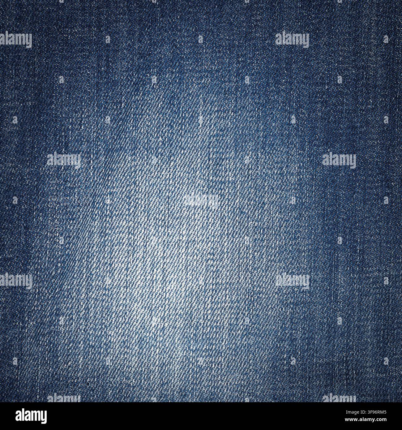 Blaue Denim-Stofftextur für den Hintergrund. Nahaufnahme von gewebtem Jeans-Textilmaterial. Modedesign-Detail. Oberflächendesign von Freizeitkleidung. A Stockfoto