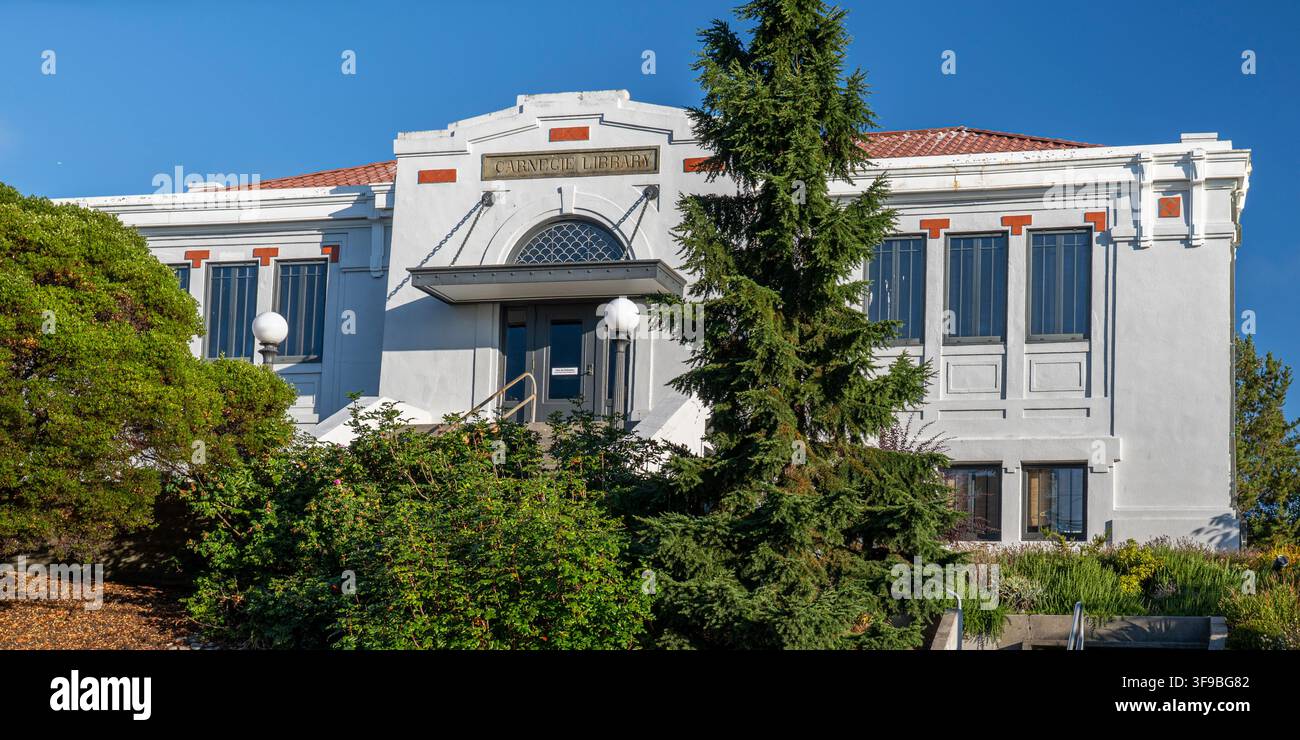 Die Carnegie-Bibliothek in Port Townsend, WA, wurde 1913 erbaut. Stockfoto