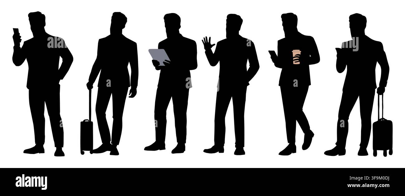 Silhouetten von Geschäftsleuten in professionellen Posen. Stock Vektor