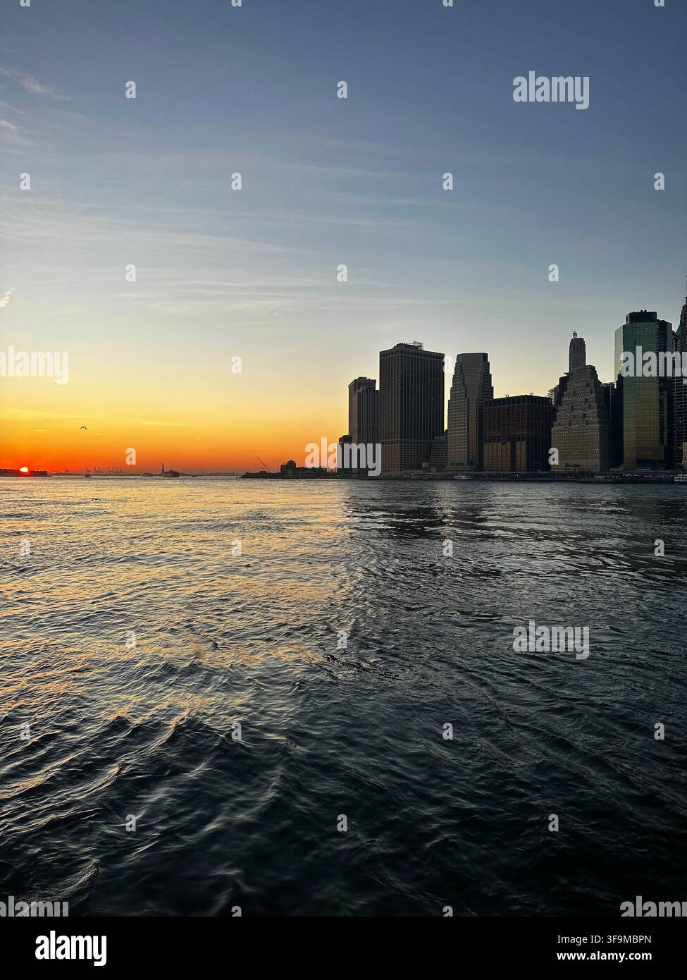 Sonnenuntergang über Stadtsilhouette (New York, New York, USA) Stockfoto