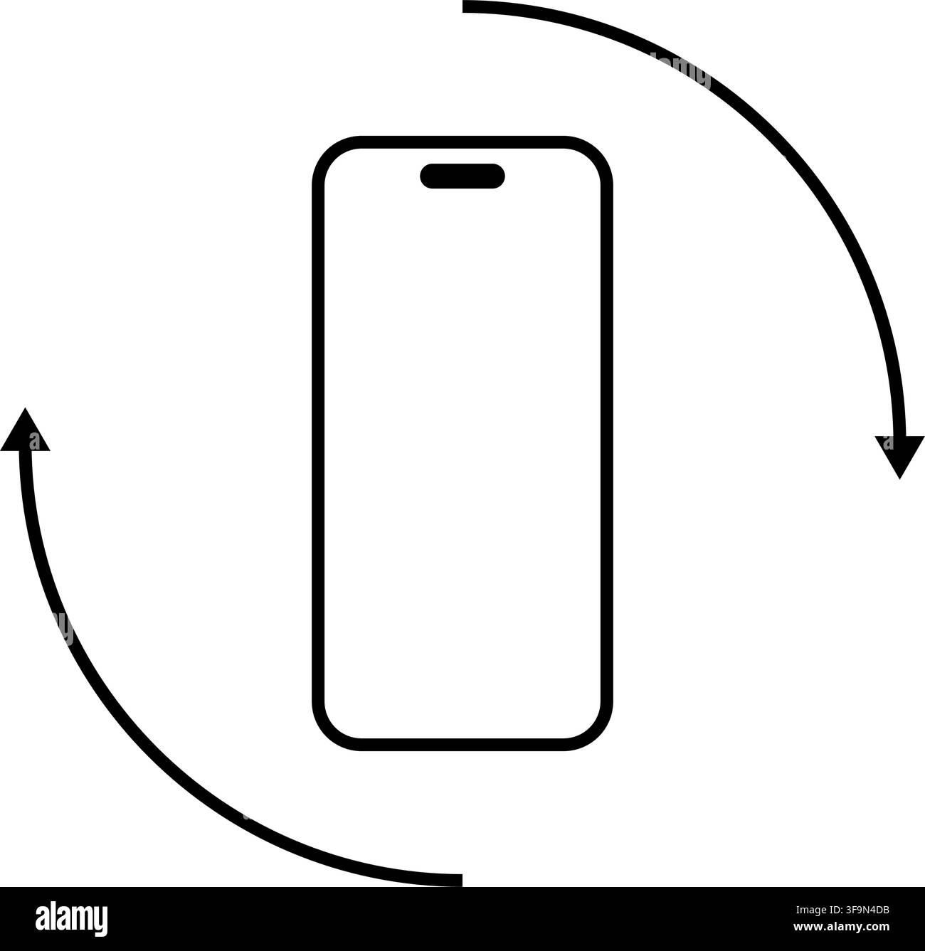 Drehen Sie das Telefon-Symbol-Illustration mit Smartphone und Pfeilen für die Ausrichtung des Mobilbildschirms vertikal und horizontal, einfaches minimales Liniendesign Stock Vektor