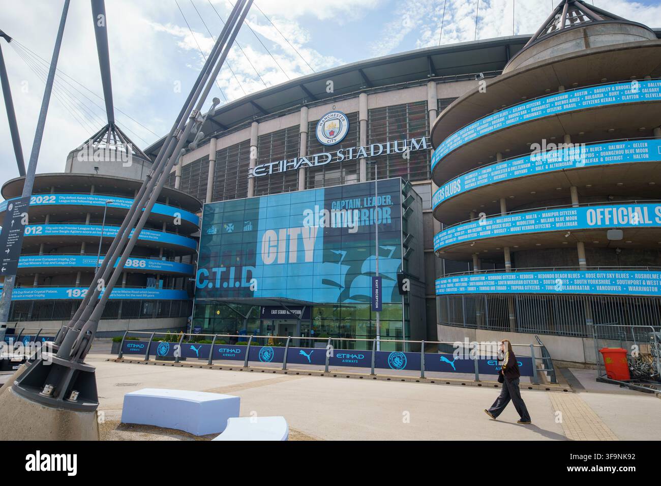Etihad-Stadion Zuhause des Manchester CityFootball Clubs. Blick auf die Außenseite des Stadions.Manchester UK 15. August 2026 Stockfoto