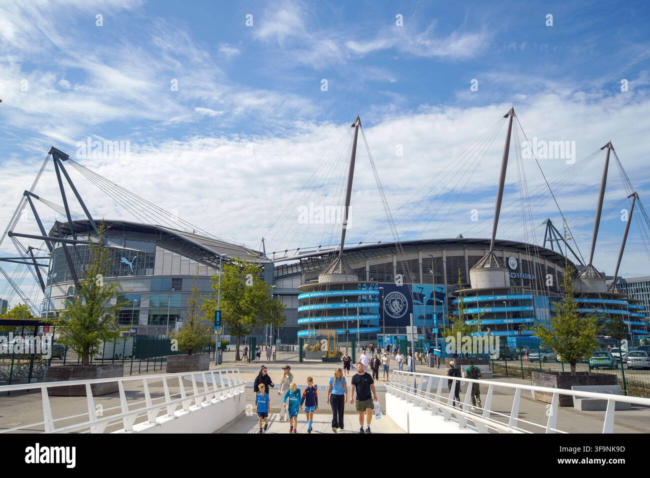 Etihad-Stadion Zuhause des Manchester CityFootball Clubs. Blick auf die Außenseite des Stadions.Manchester UK 15. August 2026 Stockfoto