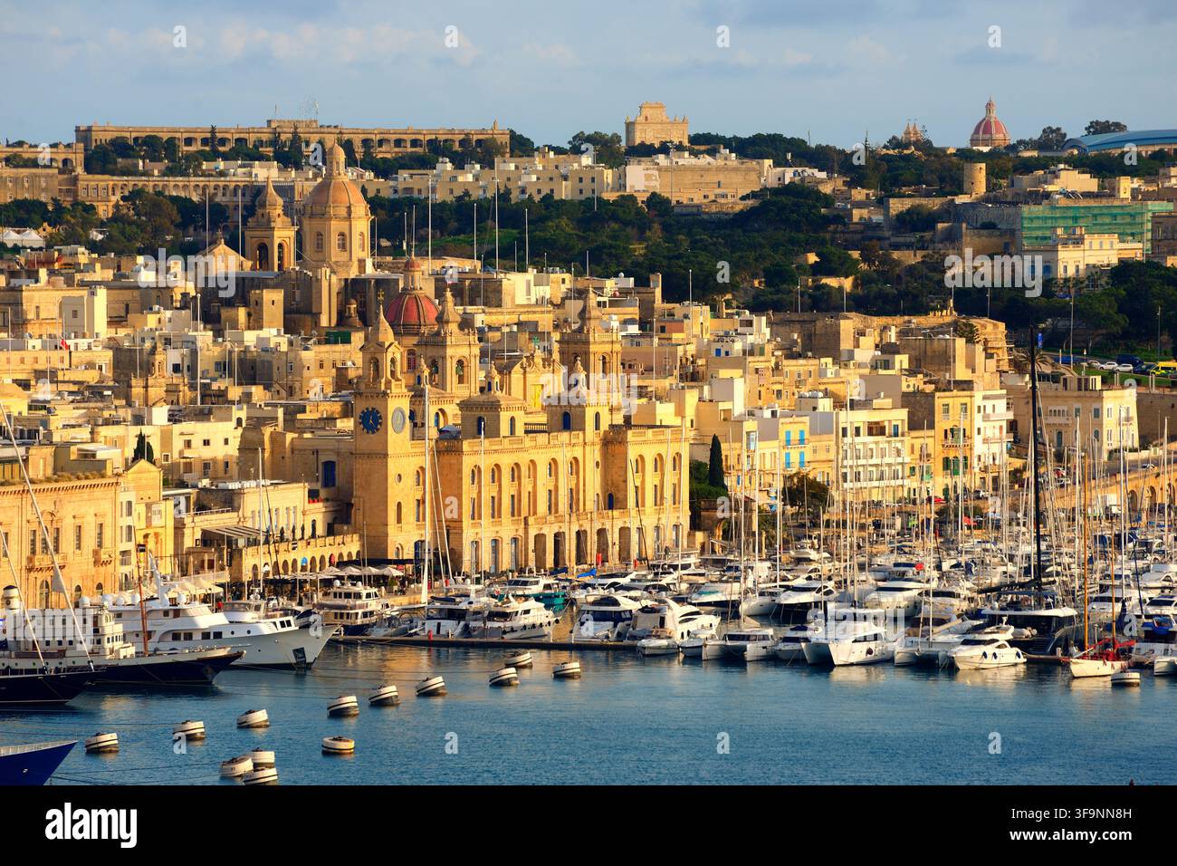 Birgu und Vittoriosa von den Upper Barrakka Gardens, Malta Stockfoto