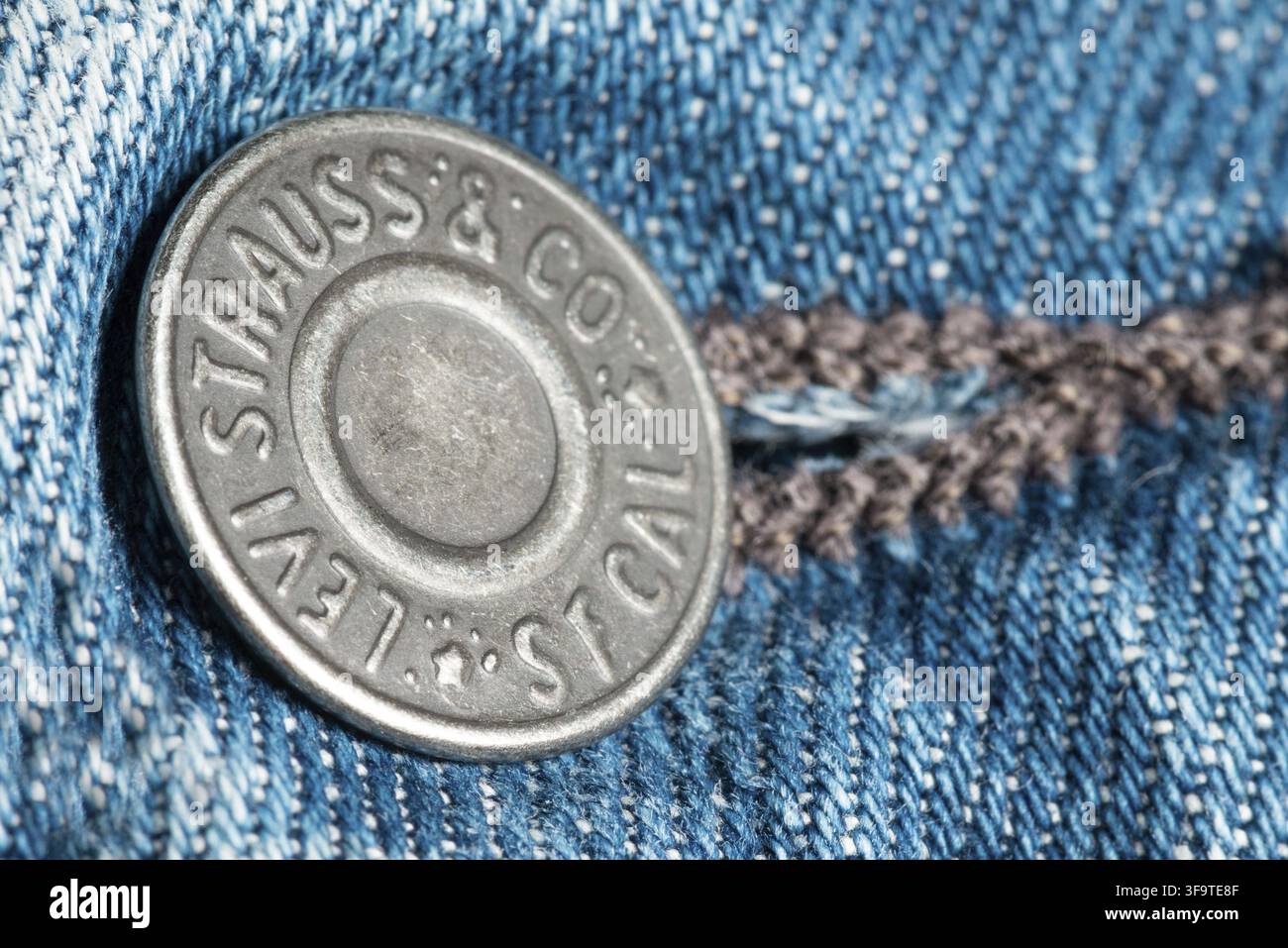Levi's Jeans knöpfte Nahaufnahme Stockfoto