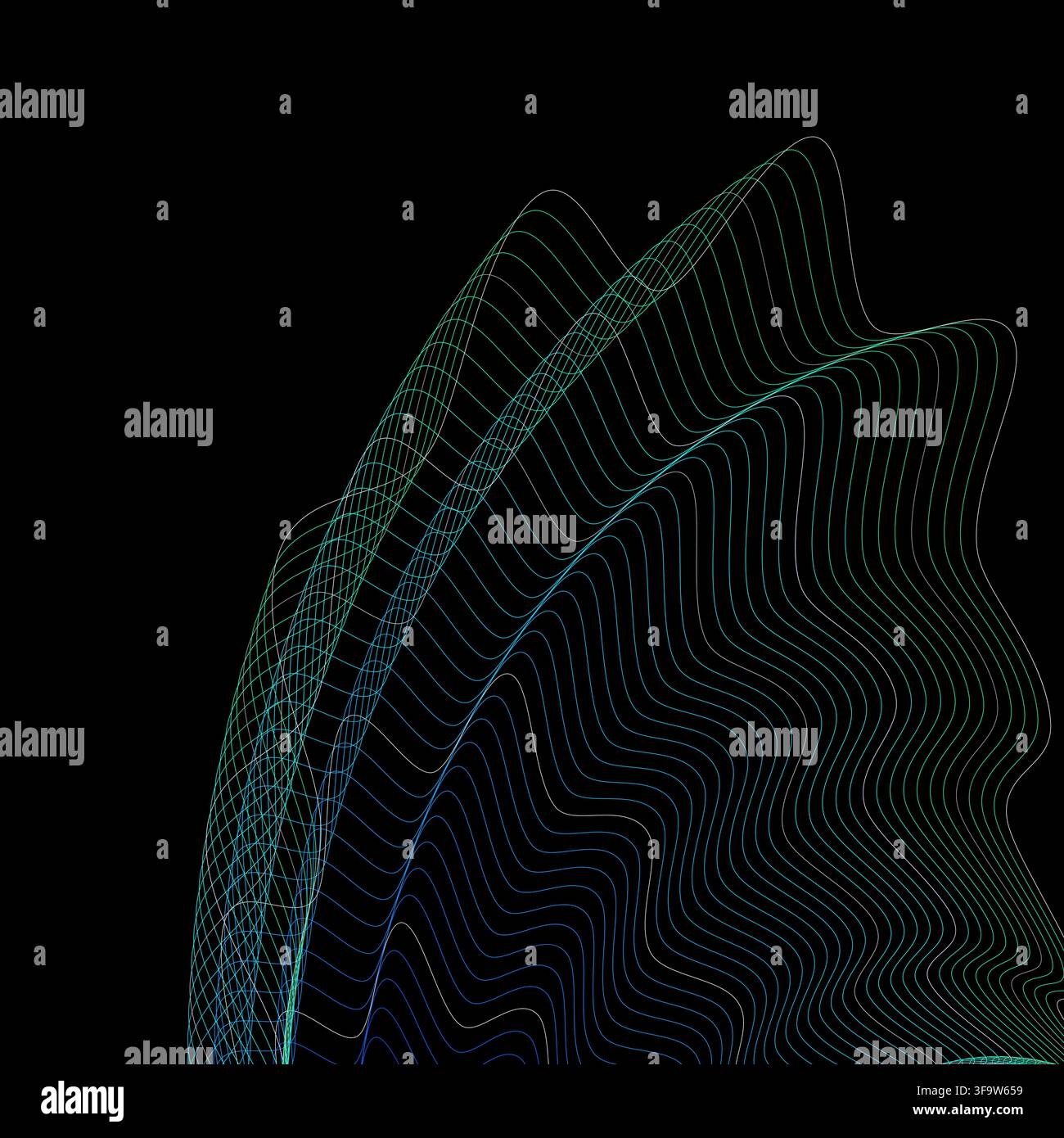 Abstrakter Hintergrund mit einer blauen Wellenlinie zeigt eine leuchtende Kurve. Er visualisiert futuristisches digitales Grafikdesign Stock Vektor