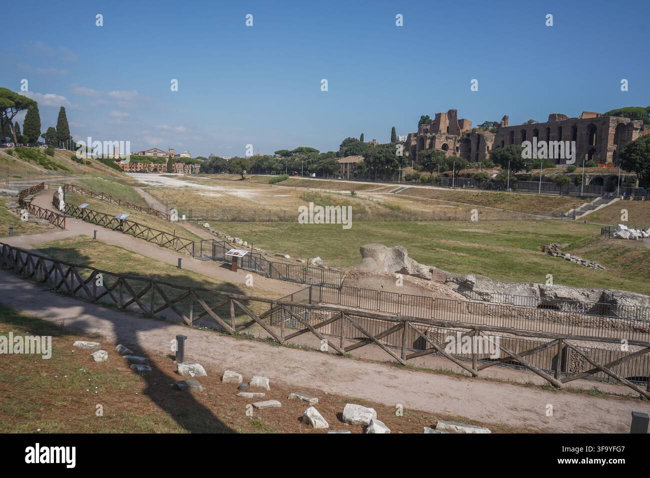Circus Maximus (Circo Massimo) Rennstadion des antiken Roms. Stockfoto