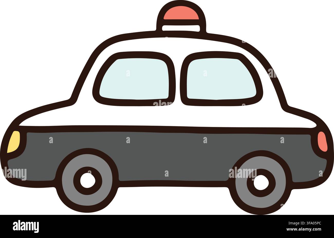 Einfache und niedliche Illustration eines japanischen Polizeiautos als Umriss Stock Vektor