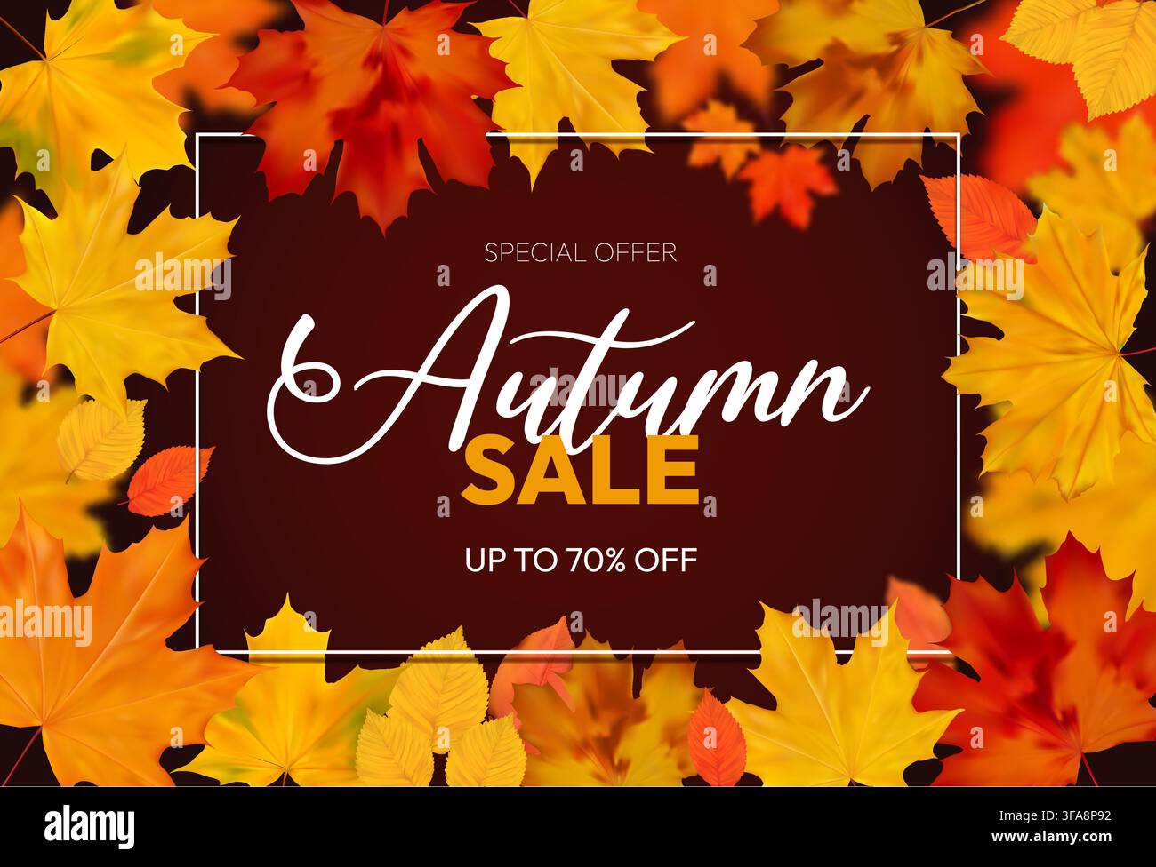 Herbstverkaufs-Banner mit Blättern Stock Vektor