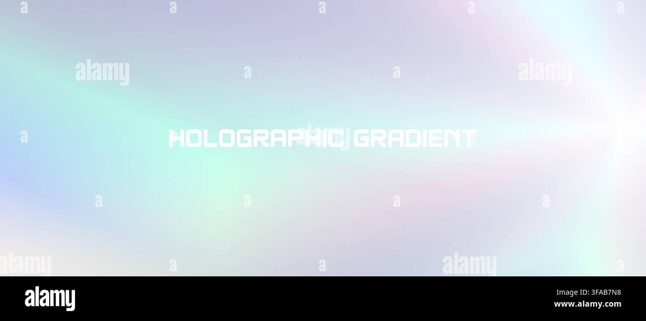 Holografischer Folienhintergrund mit irisierenden Gradient-Lichteffekten, Pastell-Farben des Regenbogens, die sich in weiche rosa und blaue Hologrammtextur für Moderne mischen Stock Vektor