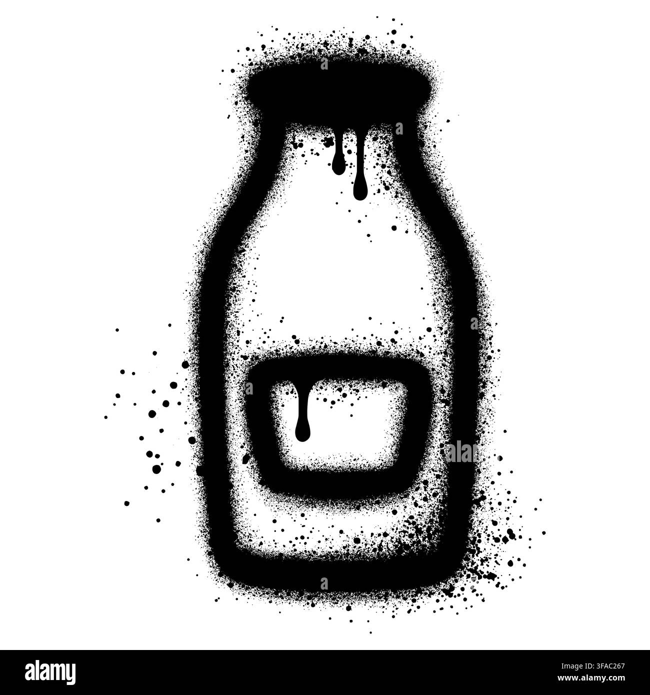 Milchflaschen-Graffiti mit schwarzer Sprühfarbe. Vektorillustration. Stock Vektor